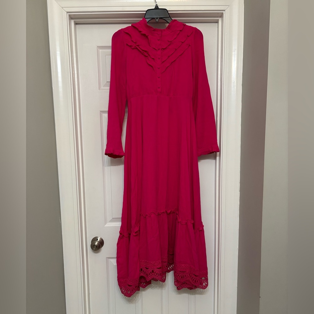 Elegant Pink Long Sleeve Dress